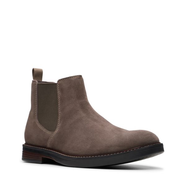 Clarks Mens Paulson Up Chelsea Boots Taupe Suede | UK-8692041